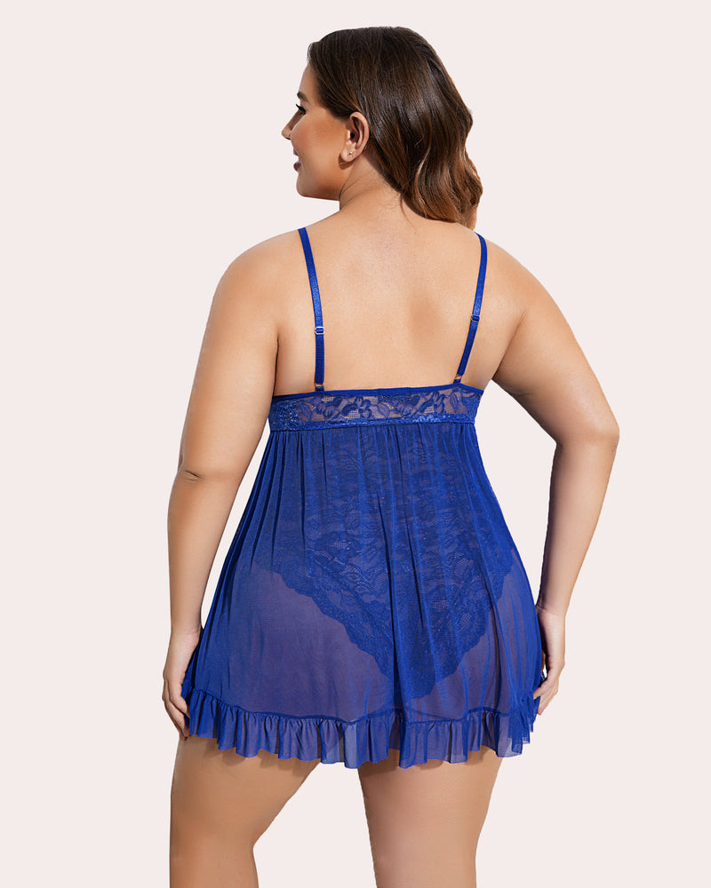 Plus Size FPrint Snap Crotch Babydoll