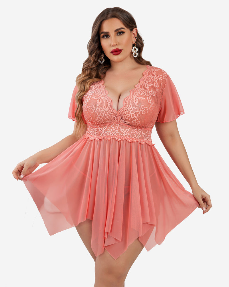 Plus Size Babydoll FLace Lingeries