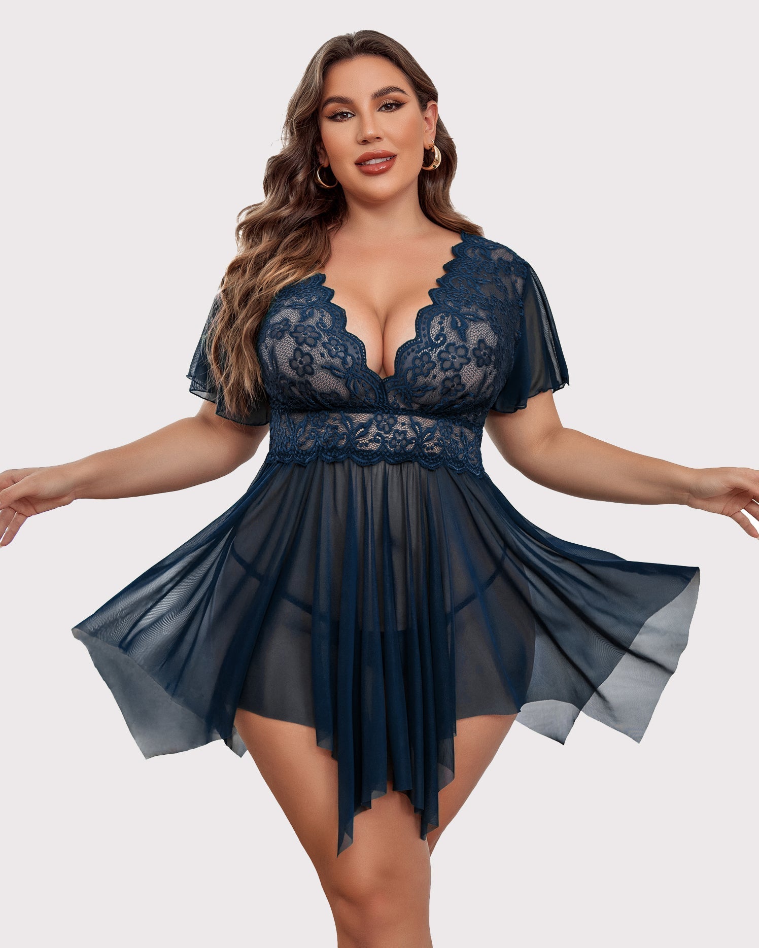 Plus Size Babydoll FLace Lingeries