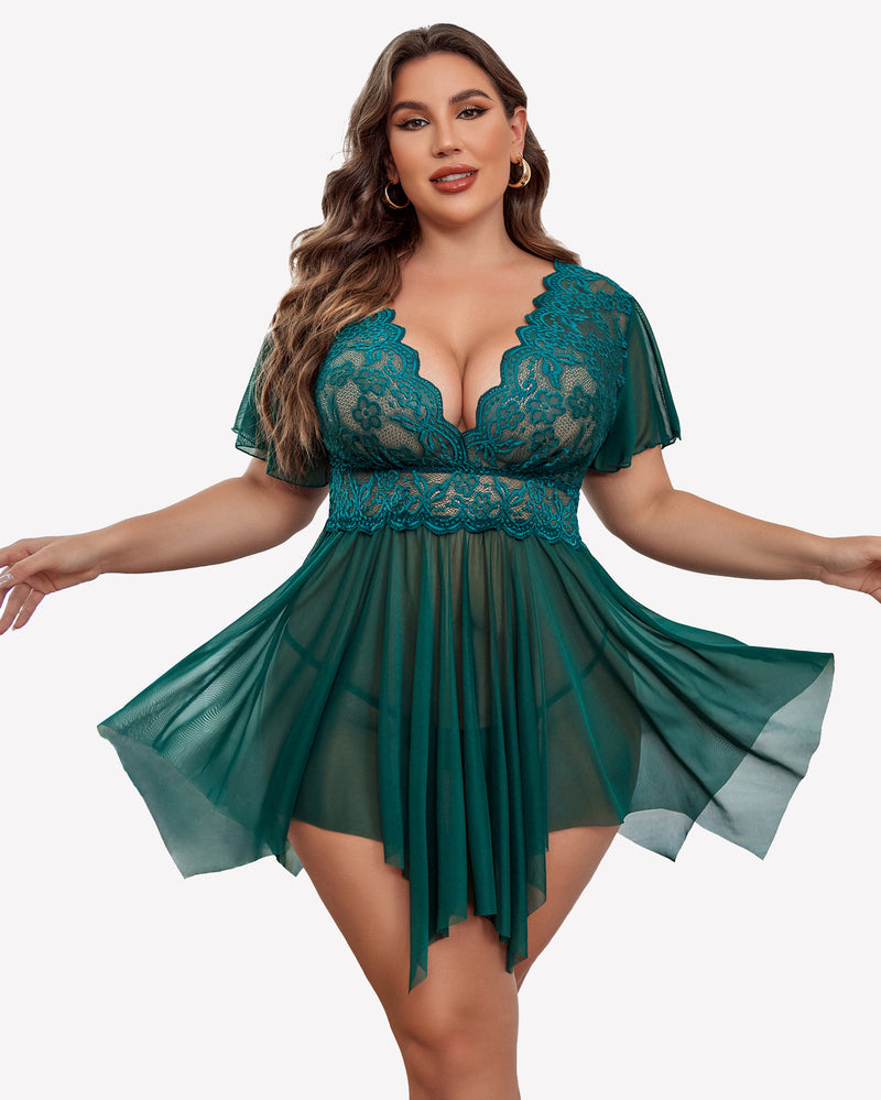 Plus Size Babydoll FLace Lingeries