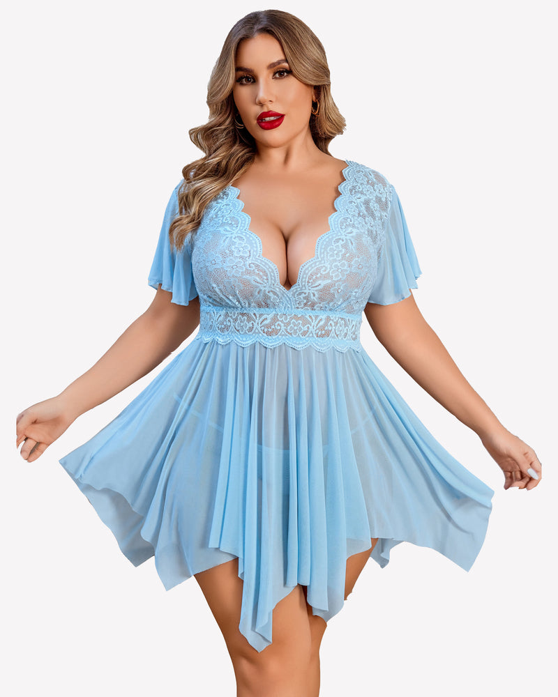 Plus Size Babydoll FLace Lingeries