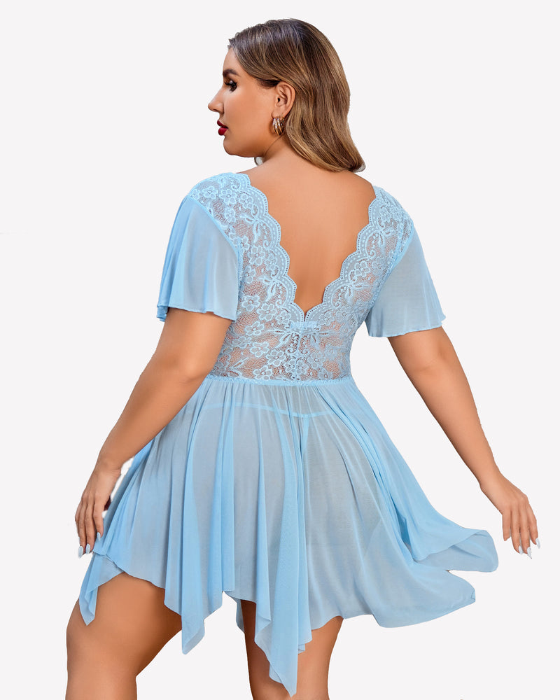 Plus Size Babydoll FLace Lingeries
