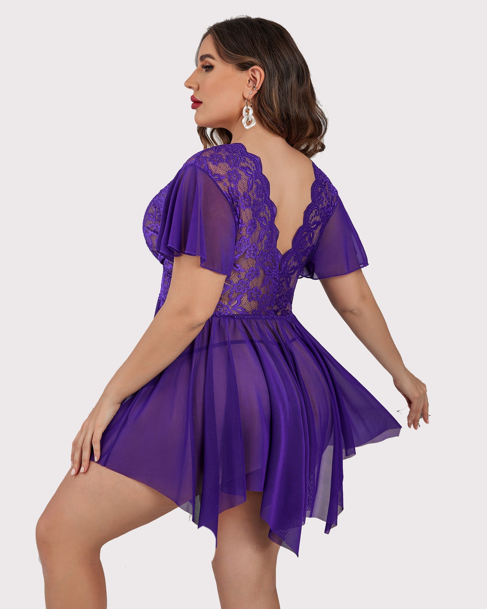 Plus Size Babydoll FLace Lingeries