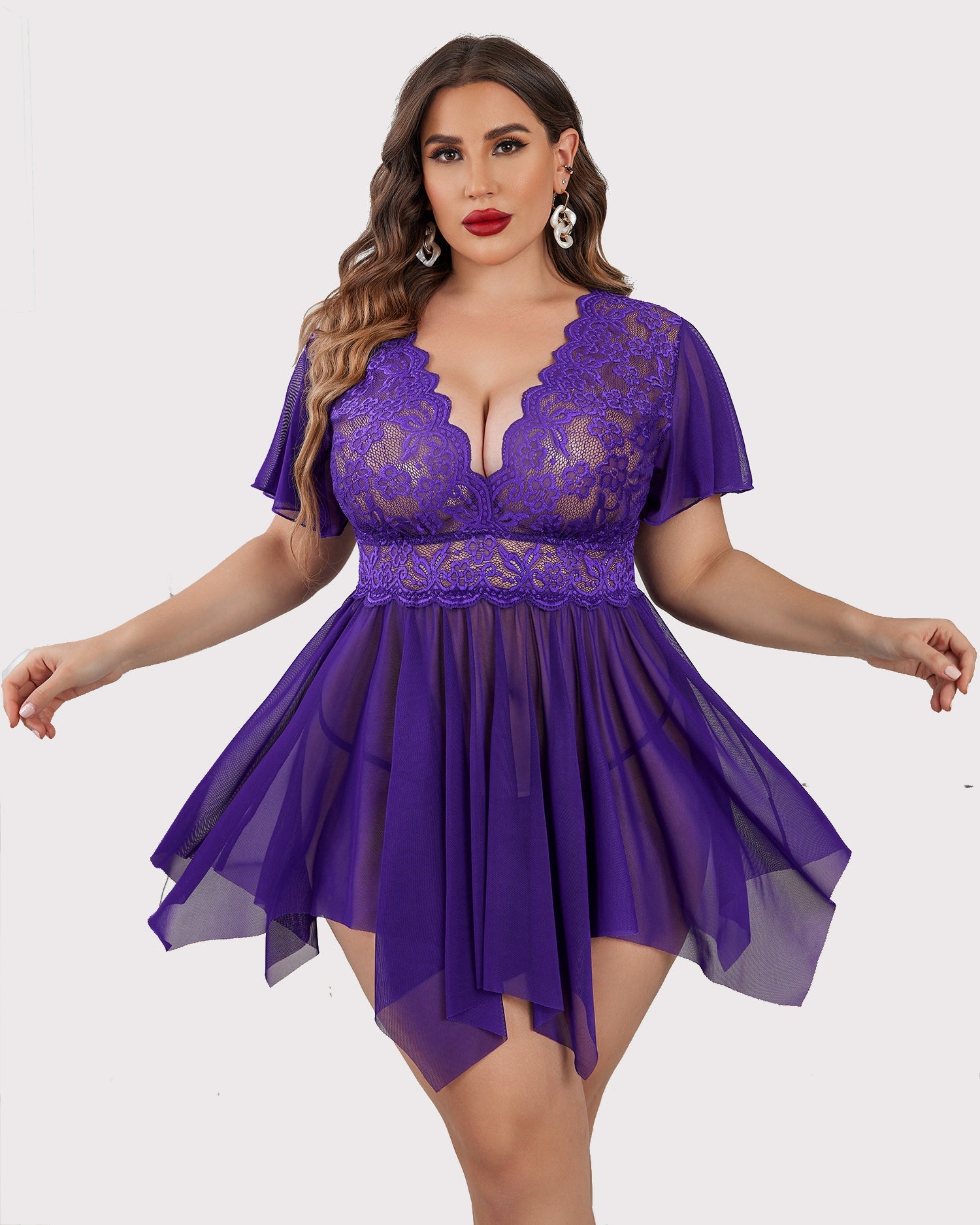 Plus Size Babydoll FLace Lingeries