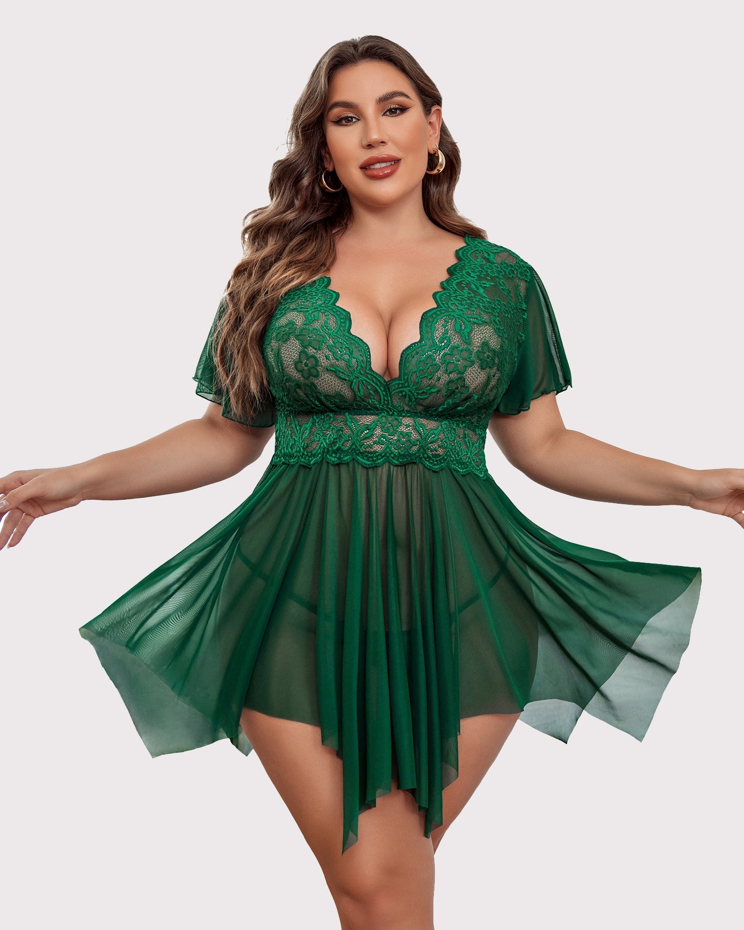 Plus Size Babydoll FLace Lingeries