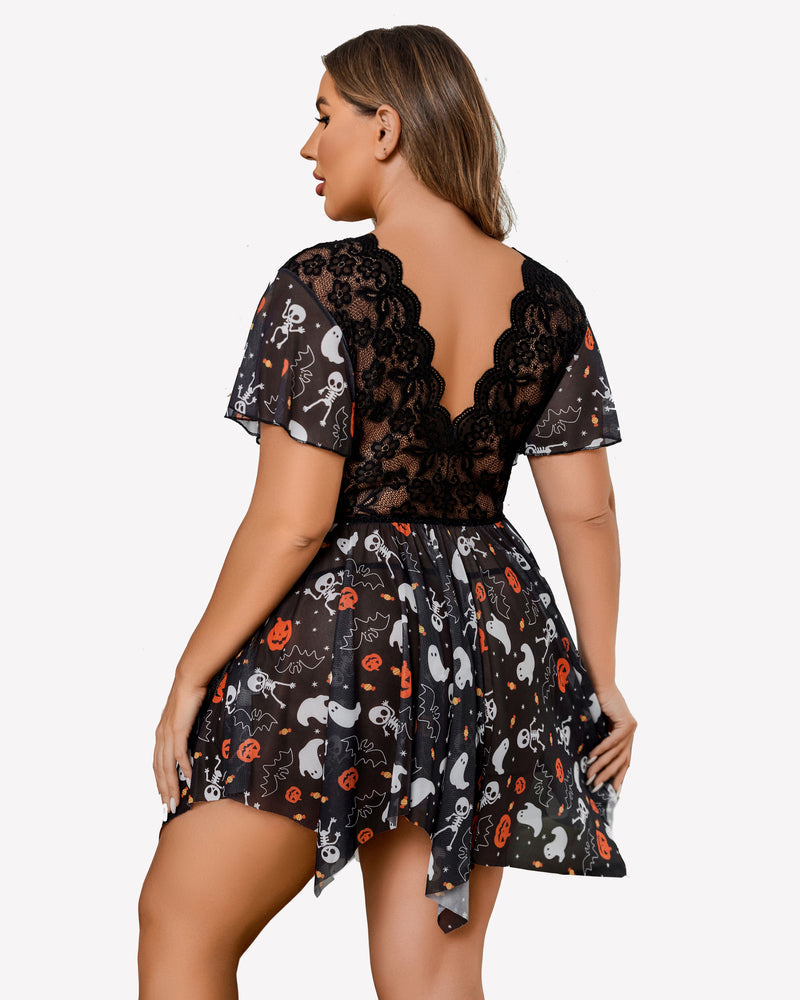 Plus Size Babydoll FLace Lingeries