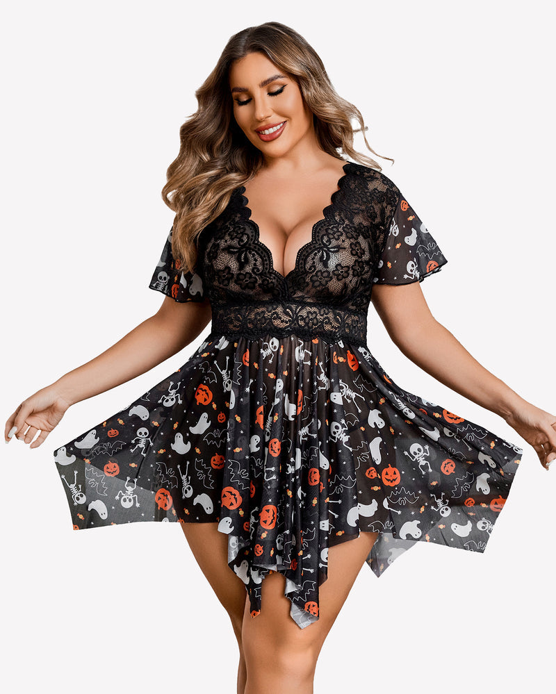 Plus Size Babydoll FLace Lingeries