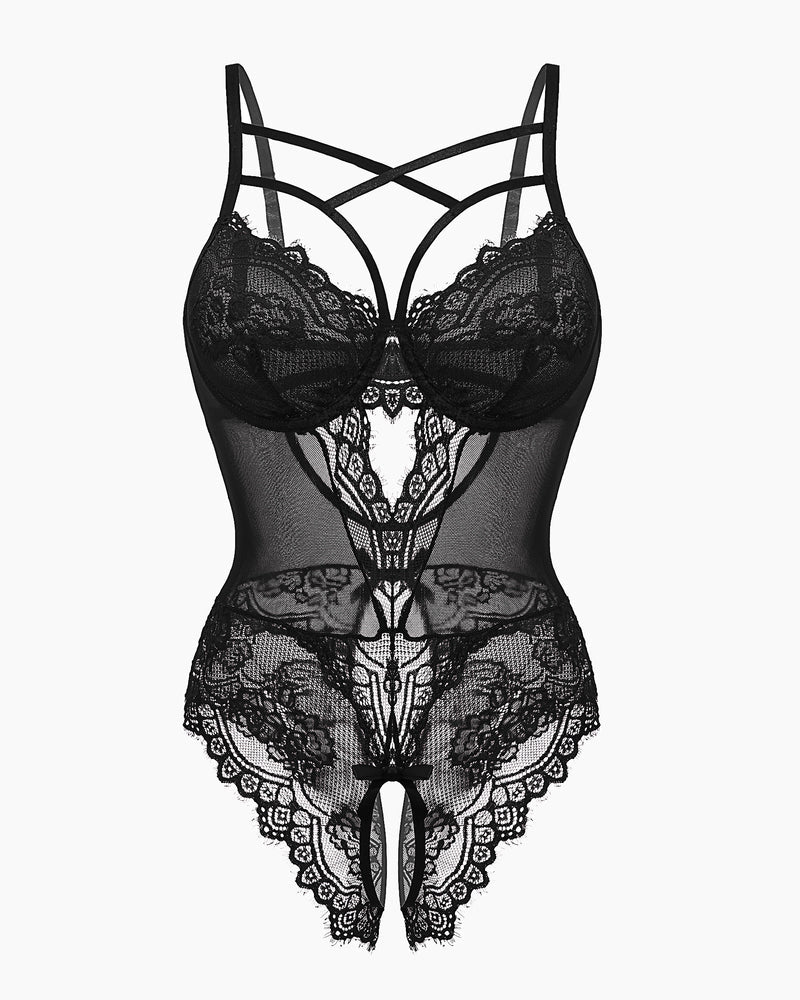 Leopard Lace Harness Bodysuit