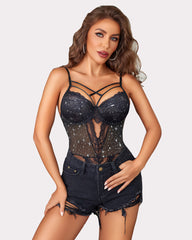 Print Lingerie FLace Bodysuit