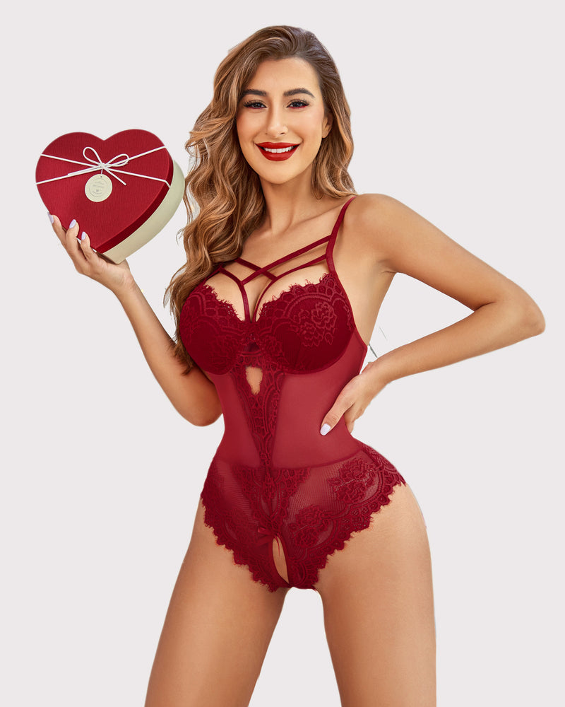 Leopard Lace Harness Bodysuit