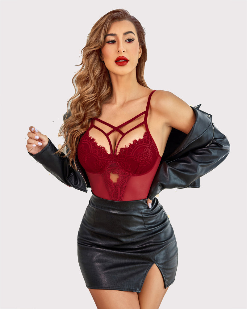Leopard Lace Harness Bodysuit