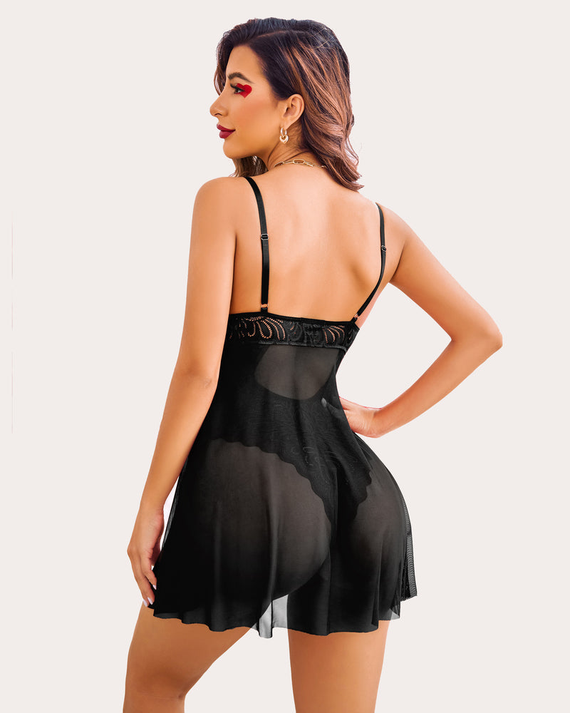 Leopard FLace Snap Crotch Teddy