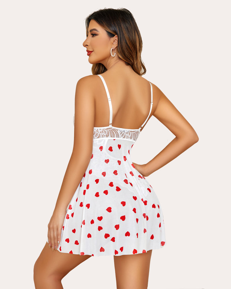 Lace FPrint Snap Crotch Teddy