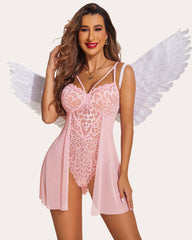 Lace FPrint Snap Crotch Teddy