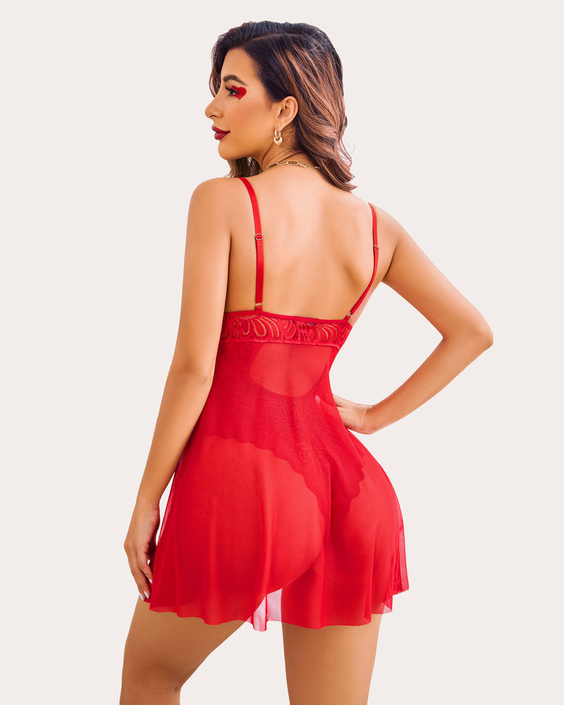 Lace FPrint Snap Crotch Teddy