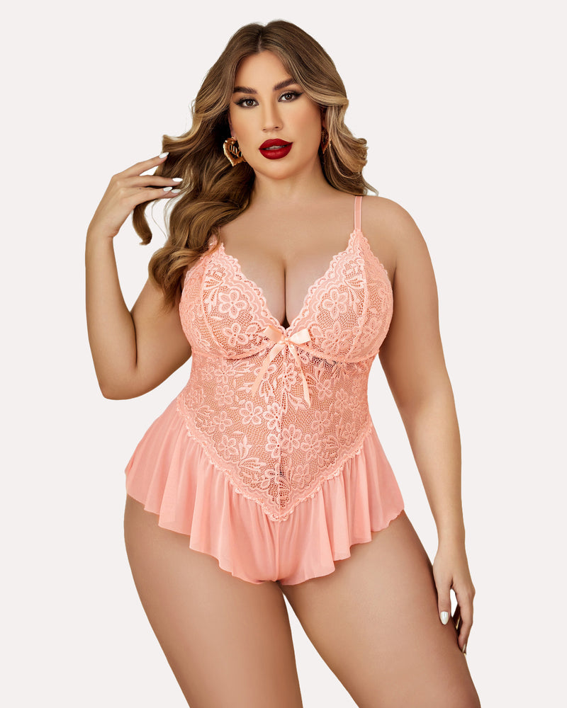 Plus Size Lingerie Lace Bodysuit