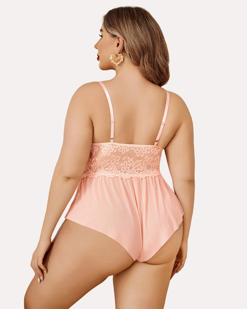 Plus Size Lingerie Lace Bodysuit