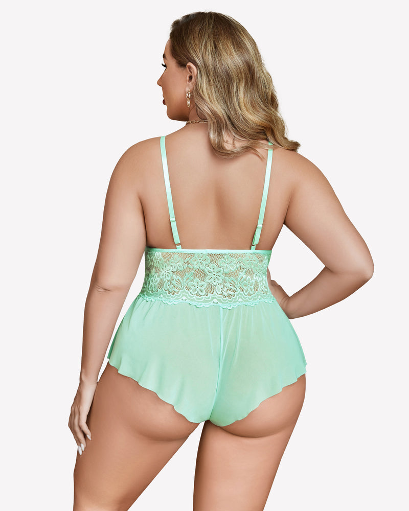 Plus Size Lingerie Lace Bodysuit