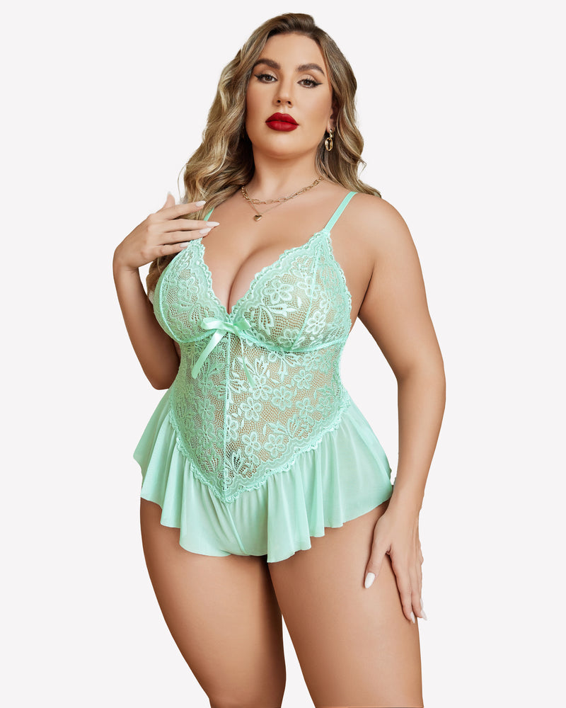 Plus Size Lingerie Lace Bodysuit