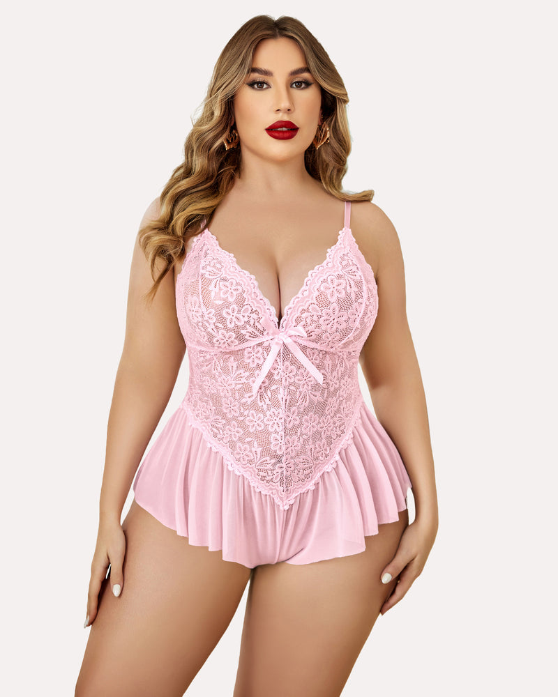 Plus Size Lingerie Lace Bodysuit