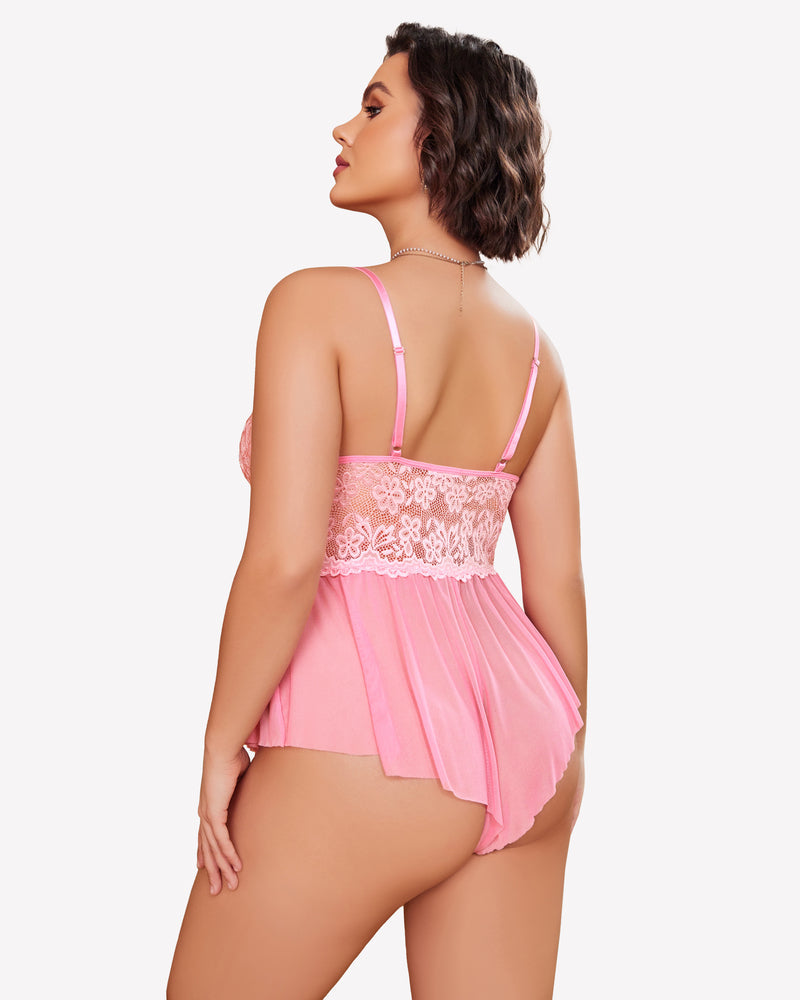 Plus Size Lingerie Lace Bodysuit