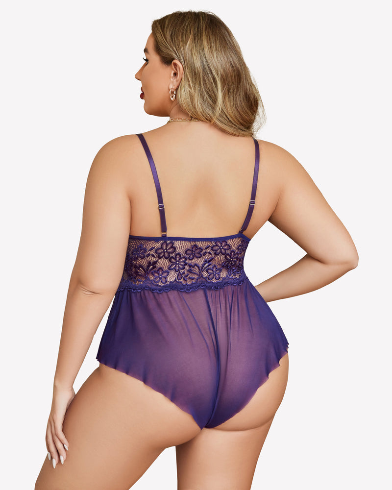 Plus Size Lingerie Lace Bodysuit