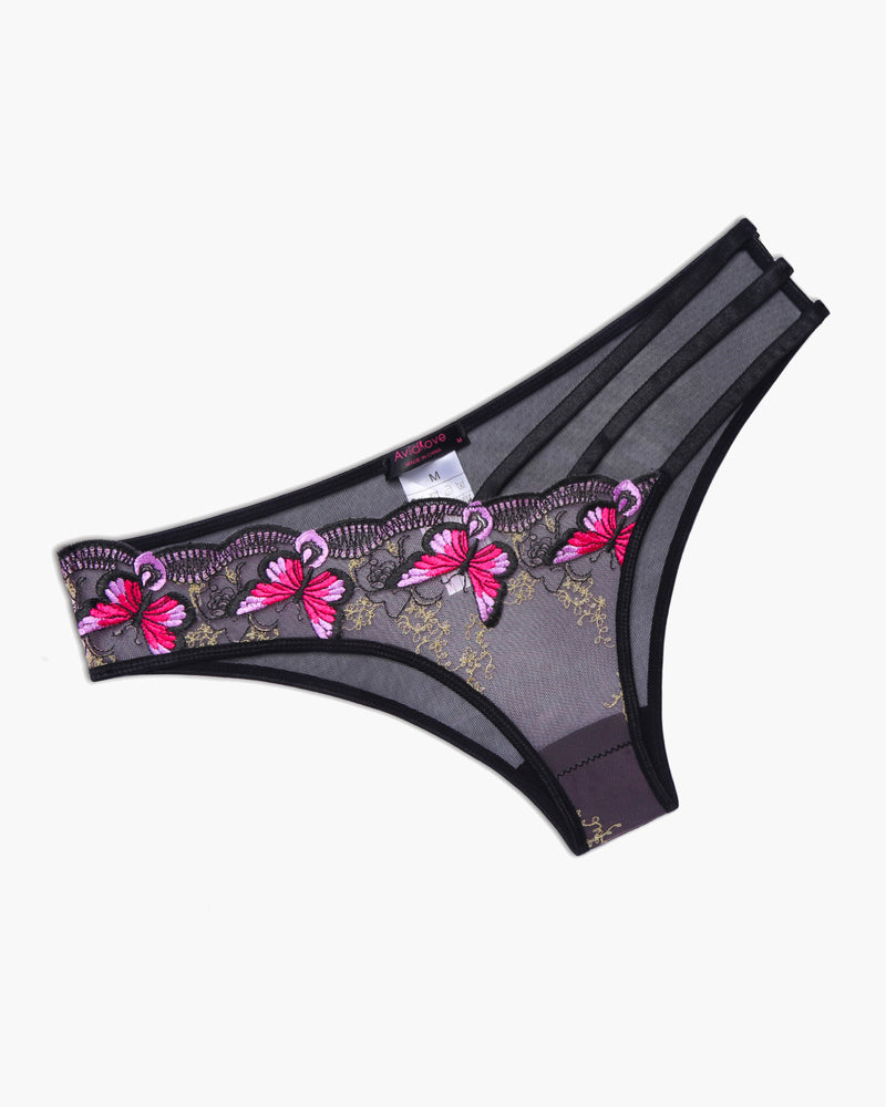 Butterfly Embroidered Mesh Panties