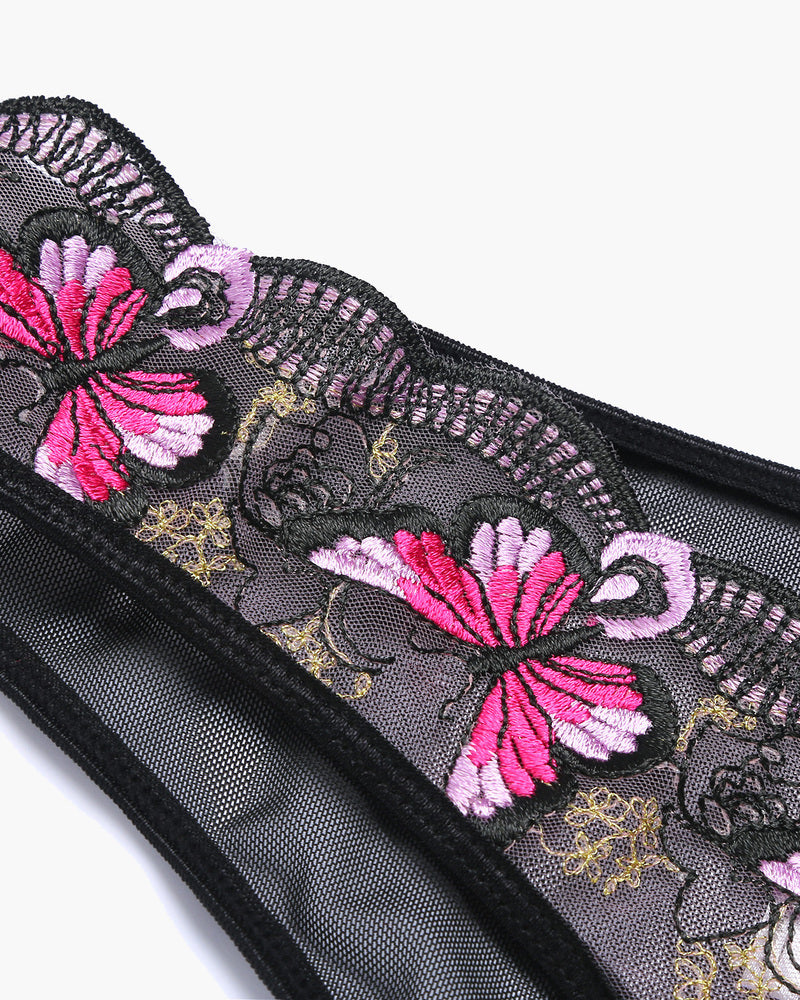 Butterfly Embroidered Mesh Panties