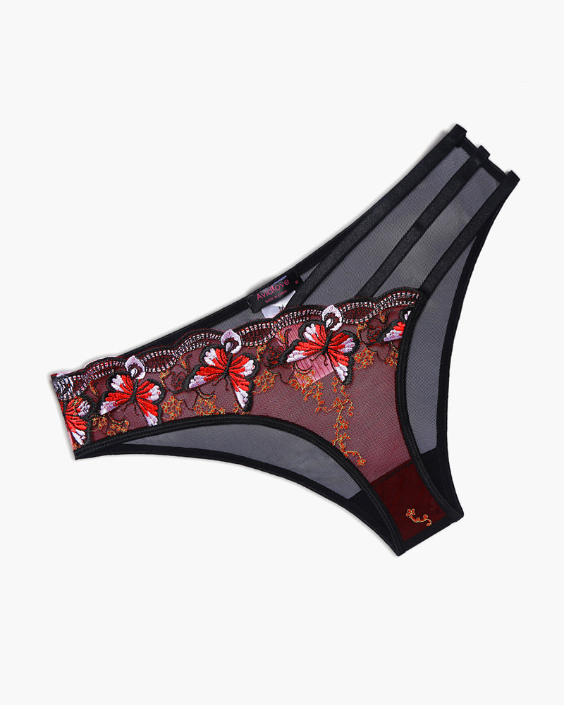 Butterfly Embroidered Mesh Panties