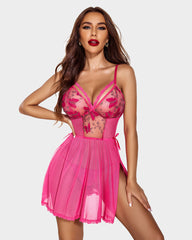 Lace FEmbroidery Mesh Babydoll