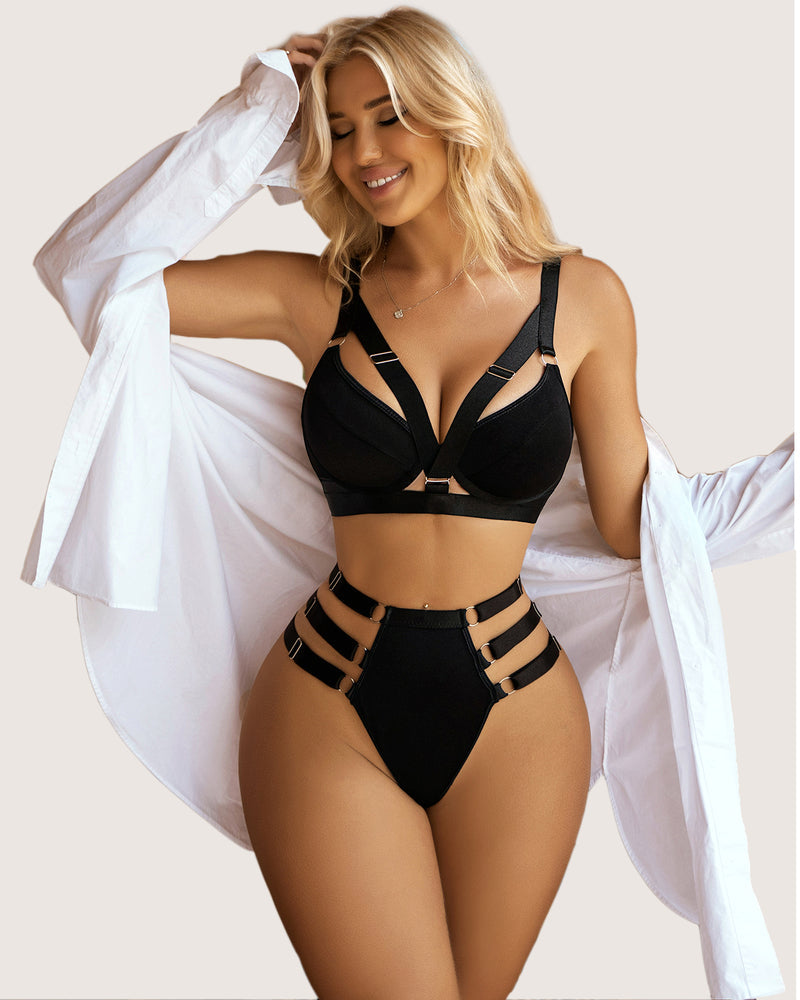 Leopard Print Push Up Bra and Panty Set