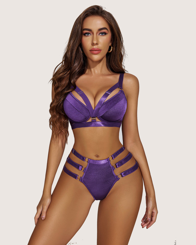 Leopard Print Push Up Bra and Panty Set