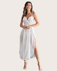 Mesh Strappy Exotic Side Slits Nightdress