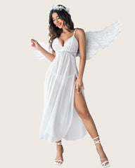 Mesh Strappy Exotic Side Slits Nightdress