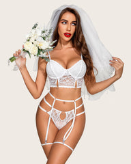 4 Piece FLace Push Up Bra and Panty Set