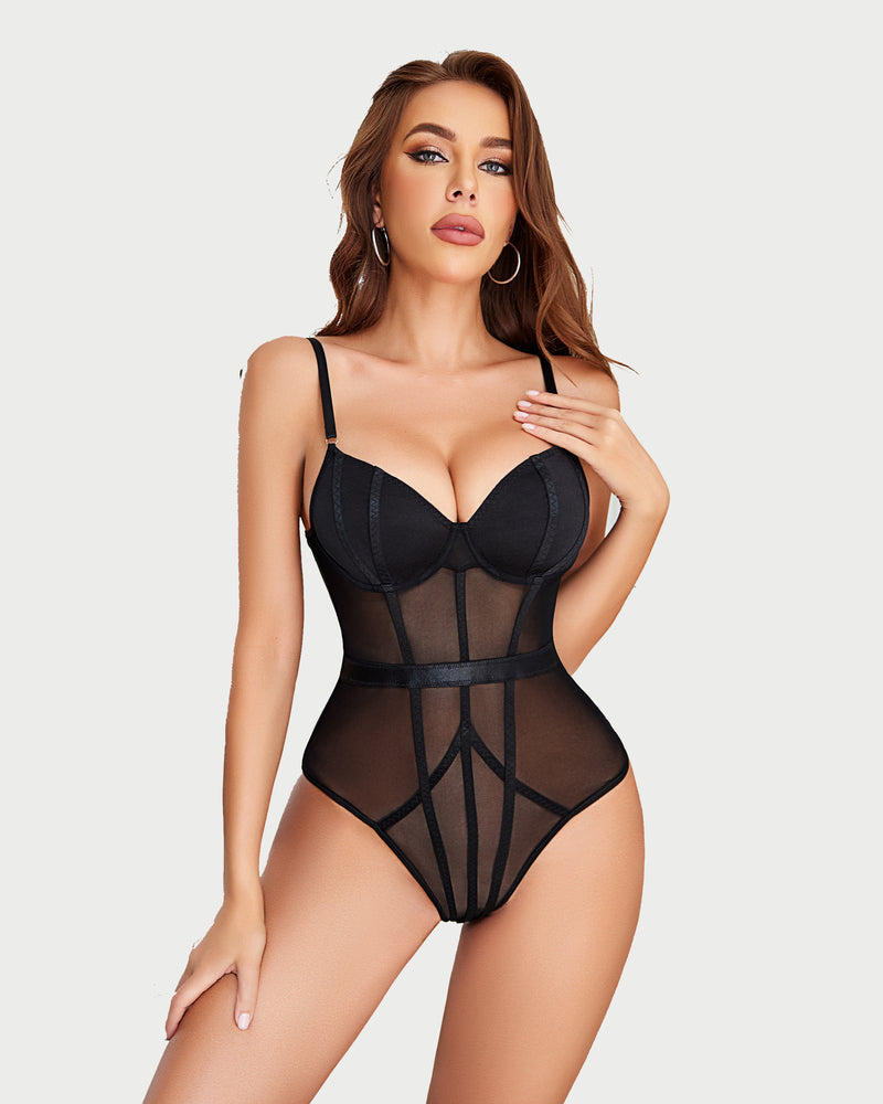 Snap Crotch Bodysuits with Choker Chain