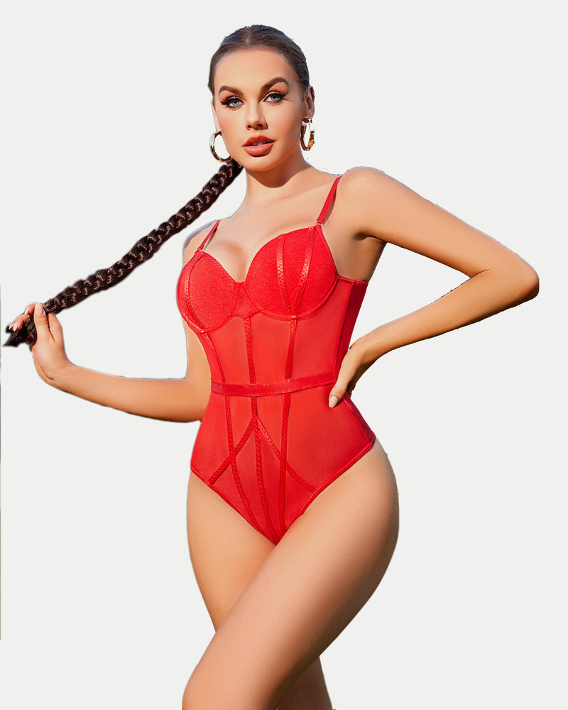 Snap Crotch Bodysuits with Choker Chain
