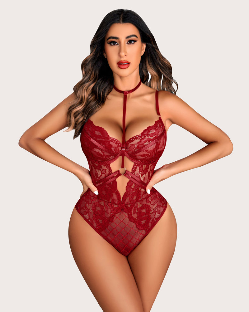 FLace Snap Crotch Teddy Bodysuit