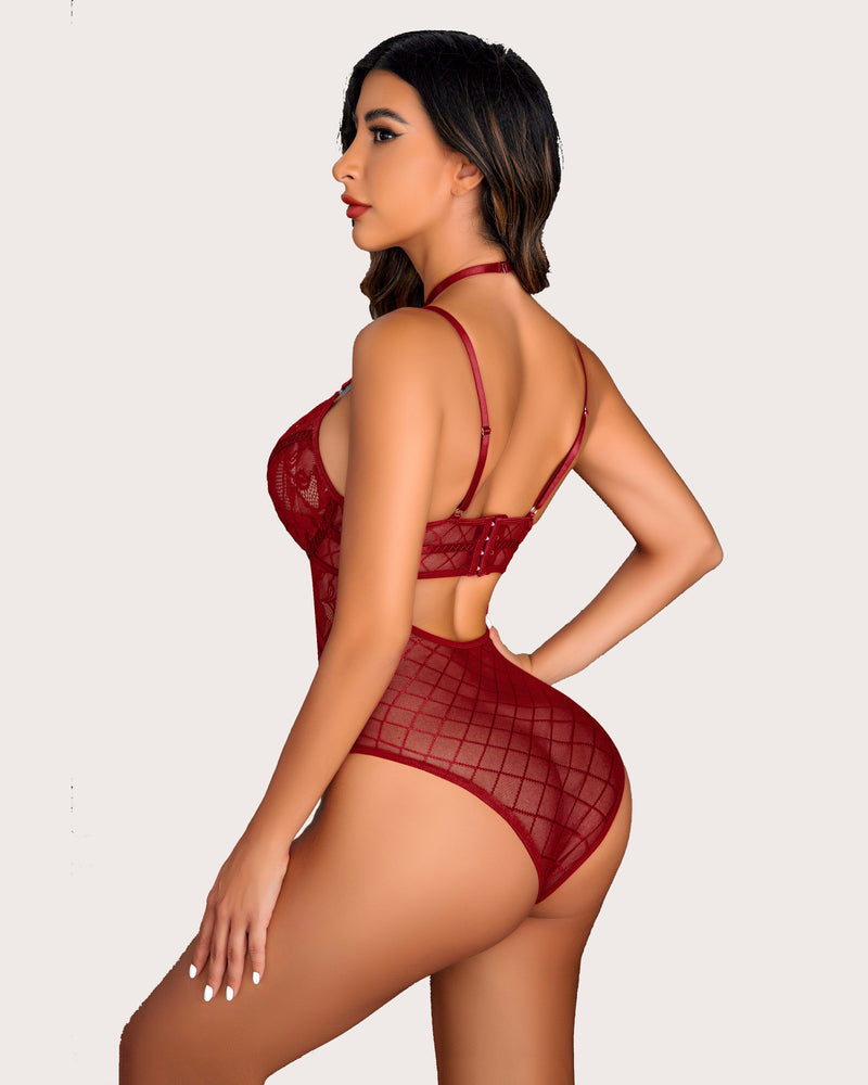 FLace Snap Crotch Teddy Bodysuit