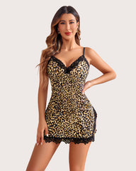 Leopard Print Soft Ruched Chemises