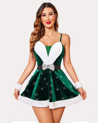Velvet Snowflake Sequin Santa Dress Set