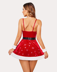 Velvet Snowflake Sequin Santa Dress Set