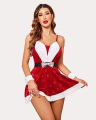 Velvet Snowflake Sequin Santa Dress Set