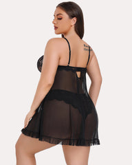 Plus Size Lace Open Front Babydoll
