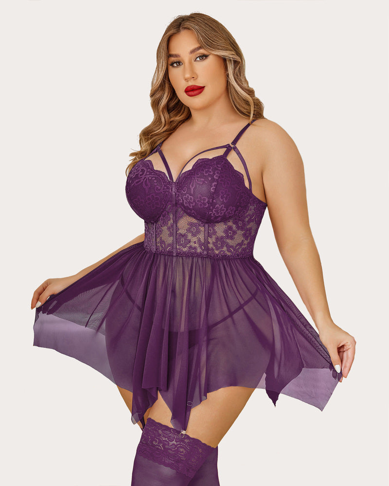 Plus Size Mesh Babydolls