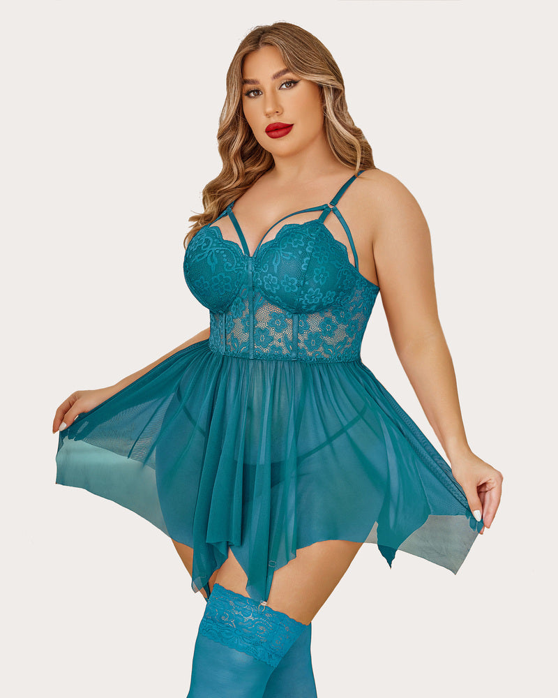 Plus Size Mesh Babydolls
