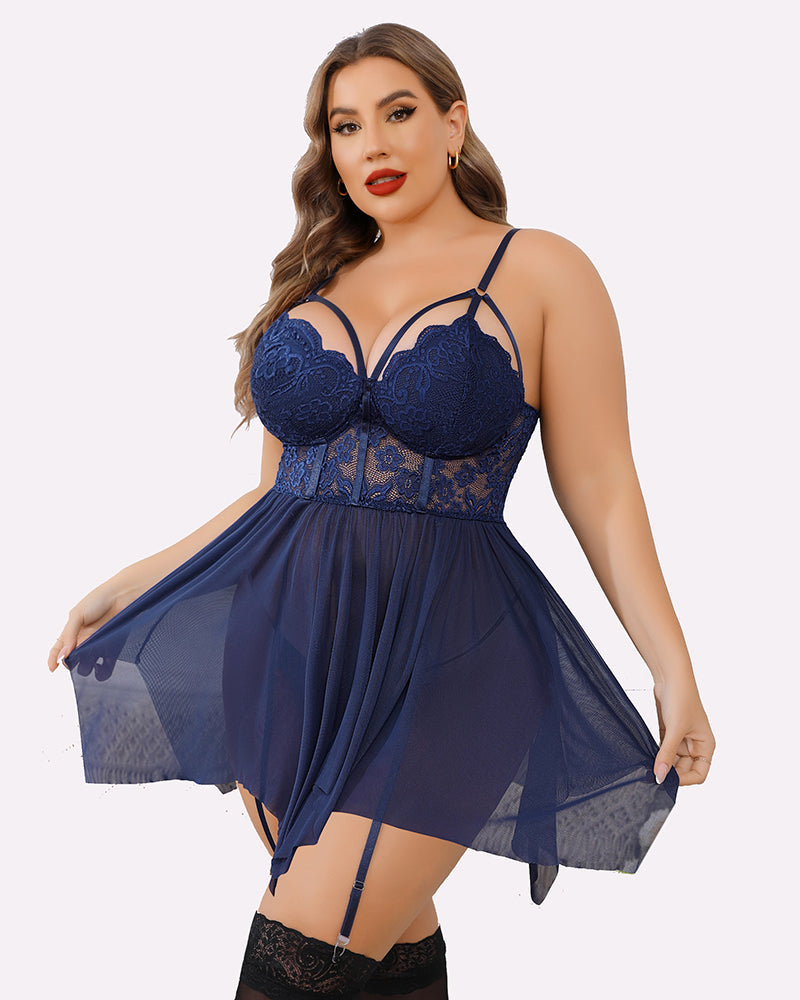 Plus Size Mesh Babydolls