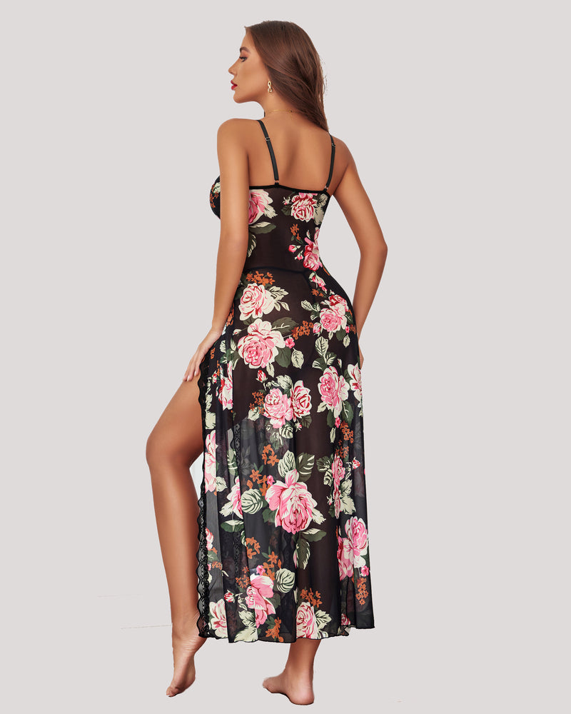 High Slit Mesh Nightdress