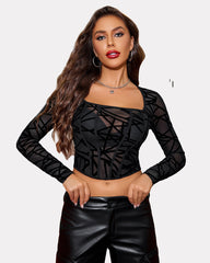 Mesh Top Y2K Sheer Blouse