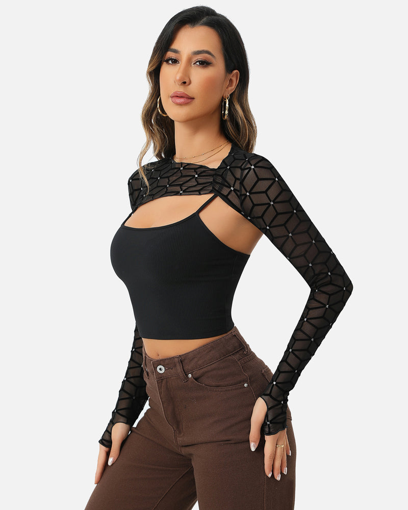 Mesh Crop Top with Cami Top Sets